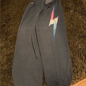 Aviator Nation Charcoal Joggers with Pastel Gradient Lightning Bolt